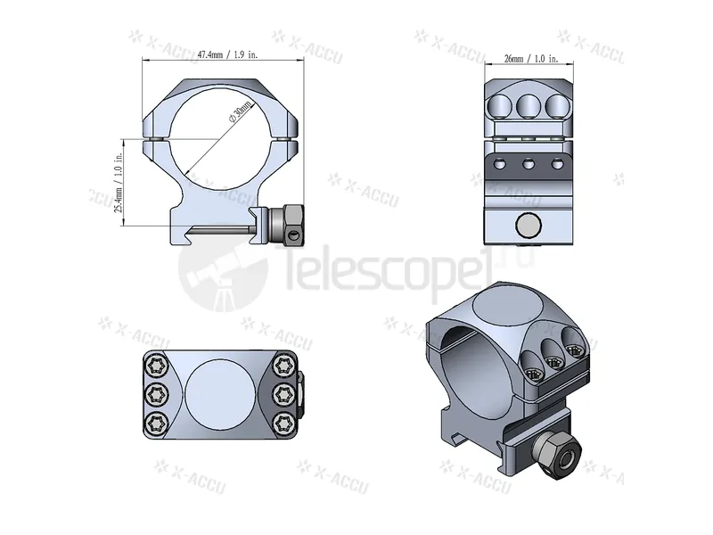 Кольца Vector Optics на weaver 30 мм, низкие (XASR-3001)