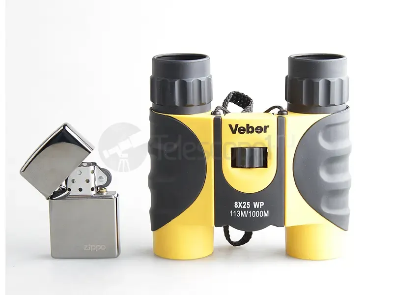 Бинокль Veber 8x25 WP, черно-желтый