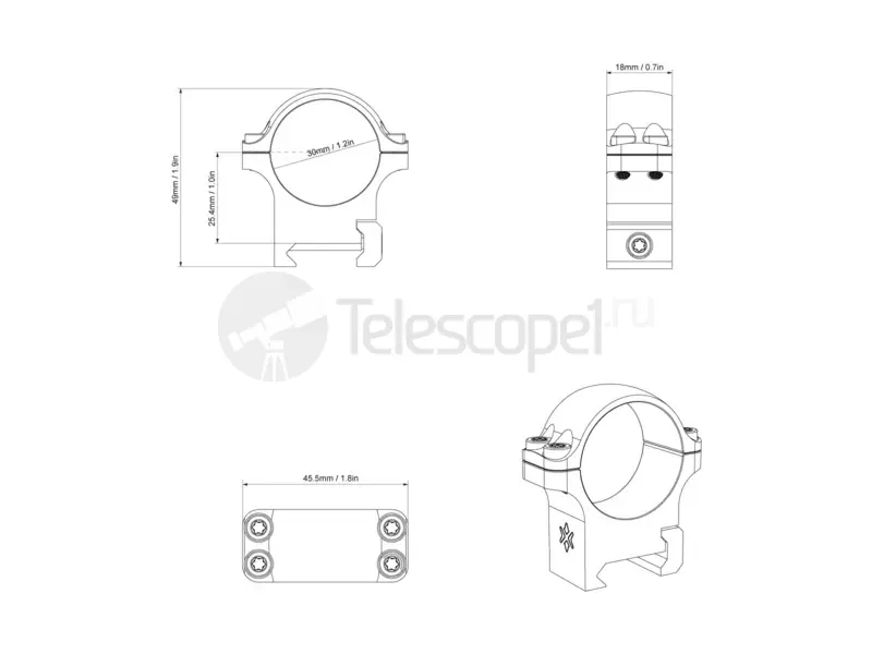 Кольца Vector Optics на weaver 30 мм, низкие (XASR-S11)