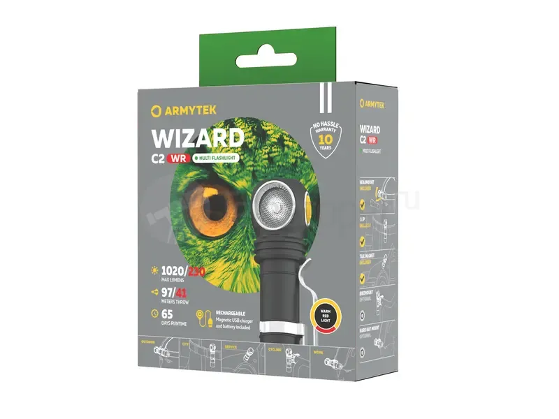 Фонарь Armytek Wizard C2 WR Magnet USB (тёплый и красный)