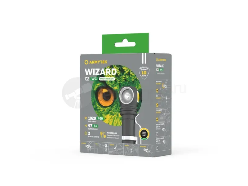 Фонарь Armytek Wizard C2 WG Magnet USB (тёплый и зелёный)