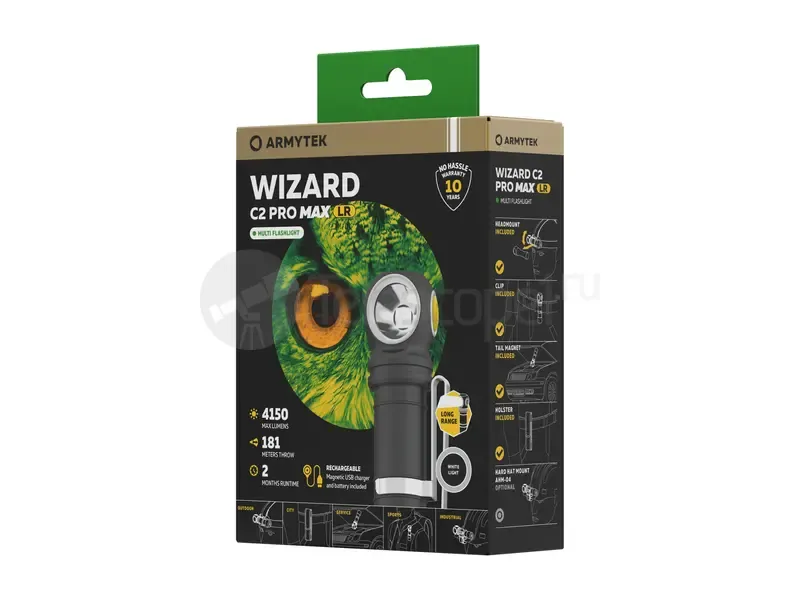 Фонарь Armytek Wizard C2 Pro Max LR Magnet USB (белый)