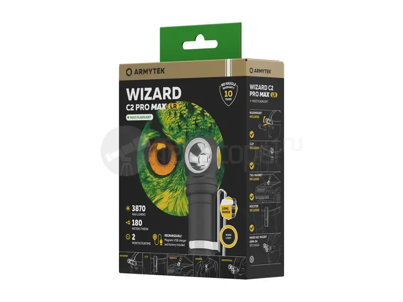Фонарь Armytek Wizard C2 Pro Max LR Magnet USB (тёплый)