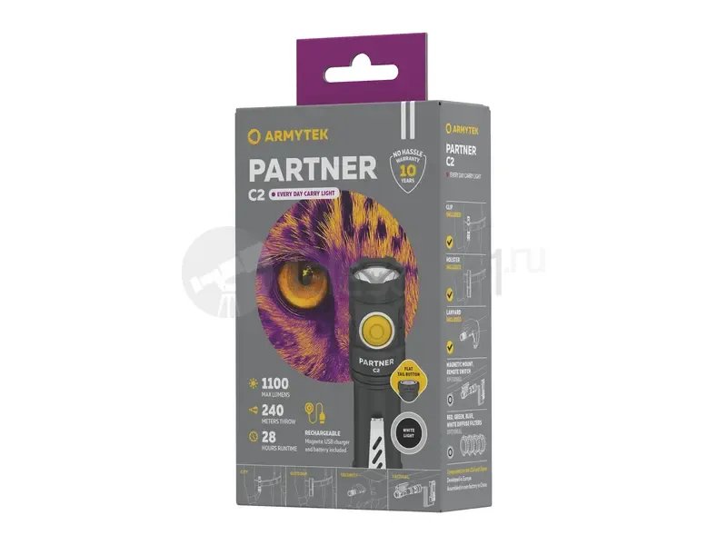 Фонарь Armytek Partner C2 Magnet USB (белый)