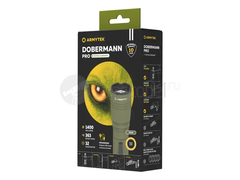 Фонарь Armytek Dobermann Pro Magnet USB Olive (тёплый)