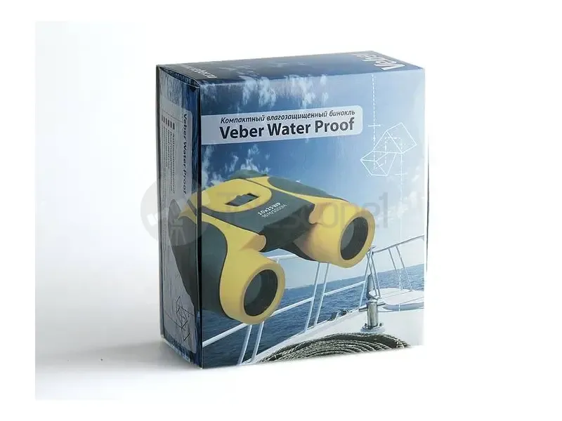 Бинокль Veber 10x25 WP, черно-желтый
