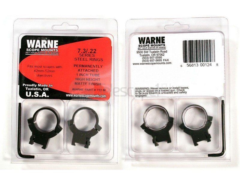 Кольца Warne 7.3/22 на ласточкин хвост, 25.4 мм, High (722M)