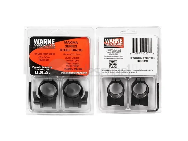 Кольца быстросъемные Warne для CZ527, 30 мм, QD High (15B1LM)
