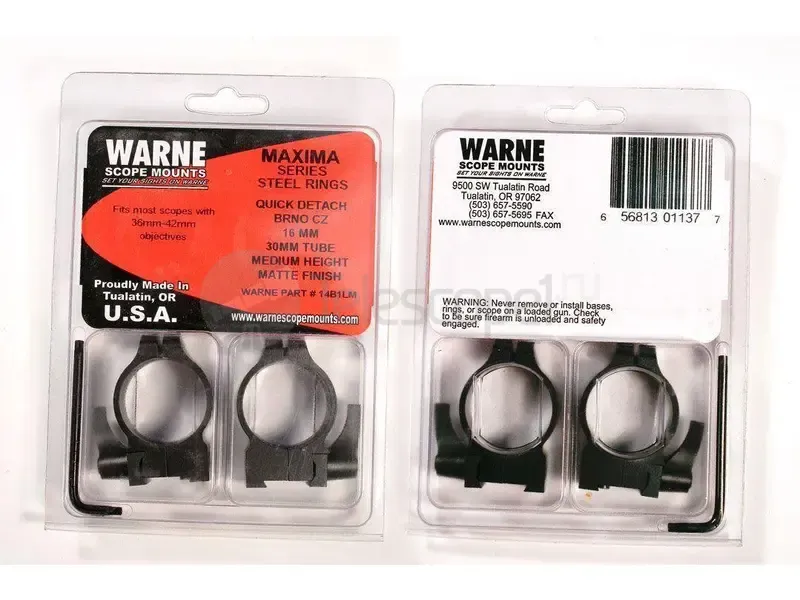Кольца быстросъемные Warne для CZ527, 30 мм, QD Medium (14B1LM)