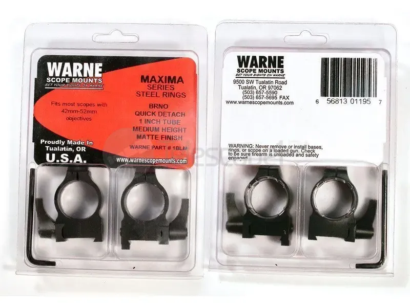 Кольца быстросъемные Warne для CZ550, 25.4 мм, QD Medium (1BLM)