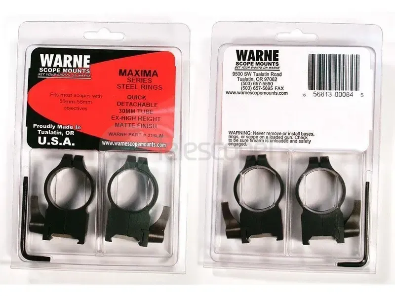 Кольца быстросъемные Warne на weaver, 30 мм, QD Extra High (216LM)