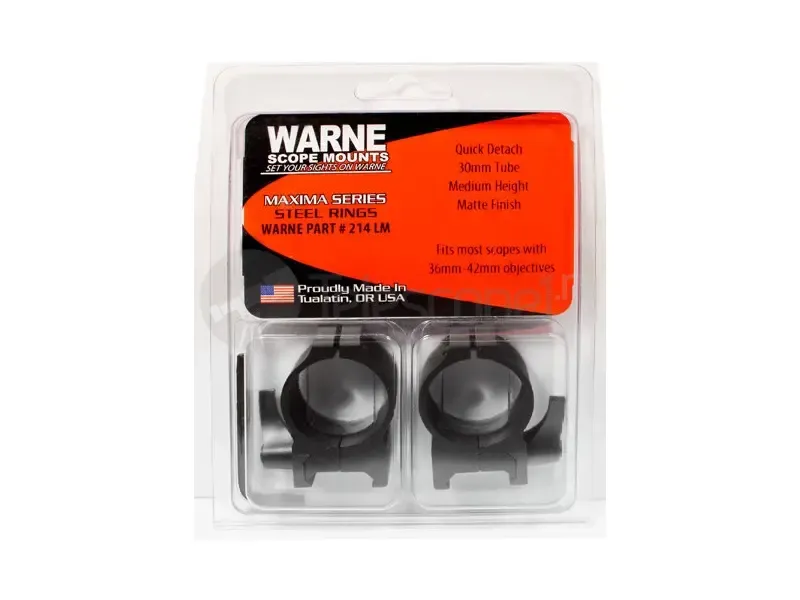 Кольца быстросъемные Warne на weaver, 30 мм, QD Medium (214LM)