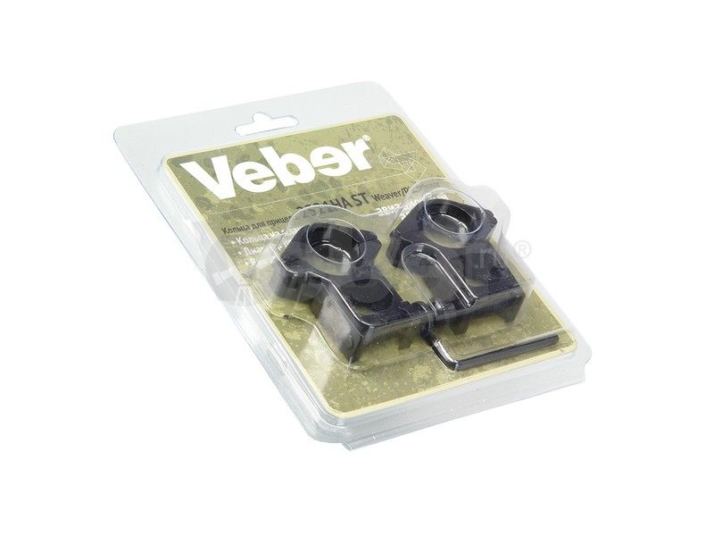 Кольца Veber 2521 HA с окошком 15 мм на weaver, 25.4 мм, очень высокие (26086)