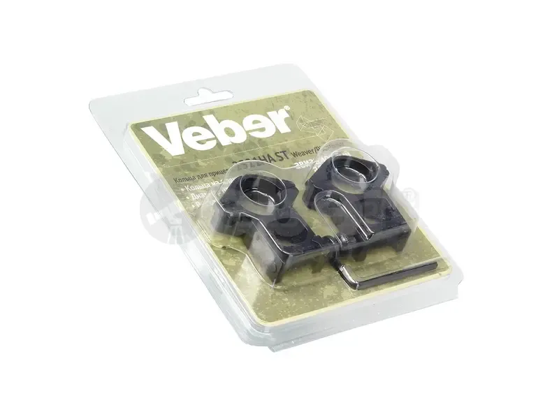 Кольца Veber 2521 HA с окошком 15 мм на weaver, 25.4 мм, очень высокие (26086)