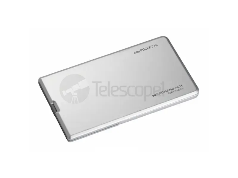 Лупа выдвижная асферическая Eschenbach EasyPocket XL 2.5x, 78x50 мм, с подсветкой, серебристая