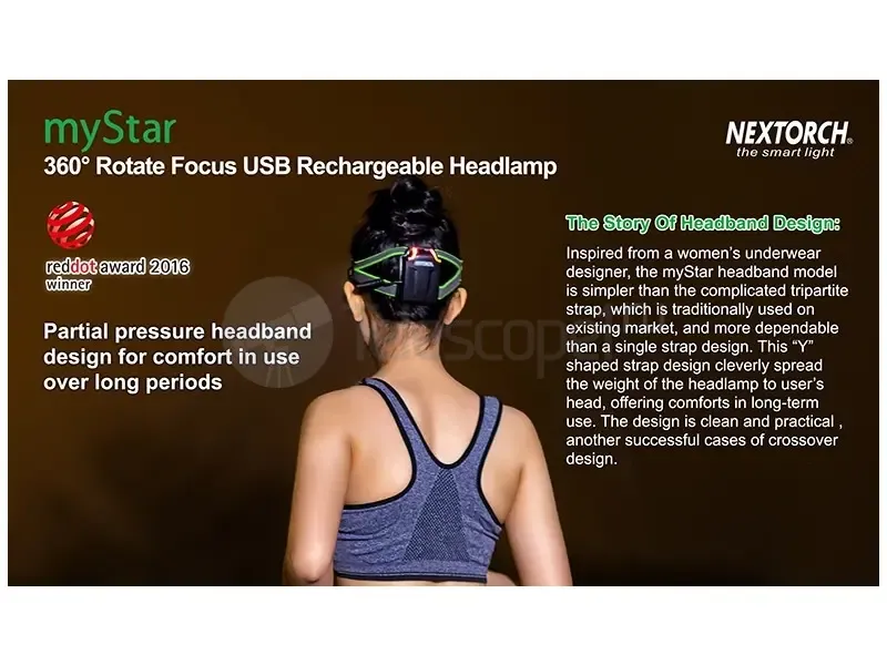 Фонарь Nextorch myStar V2.0 налобный, 760 лм, фокусировка луча