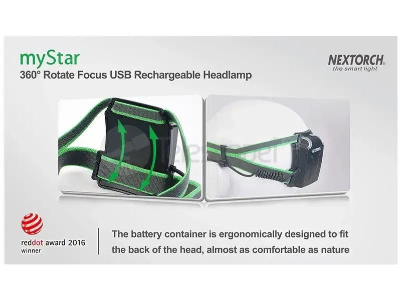 Фонарь Nextorch myStar V2.0 налобный, 760 лм, фокусировка луча