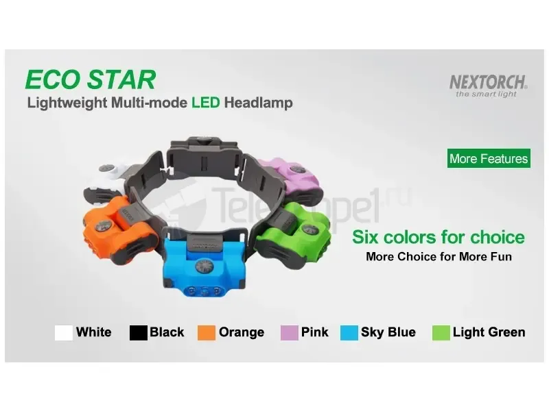 Фонарь Nextorch ECO-STAR налобный, 30 лм, зеленый