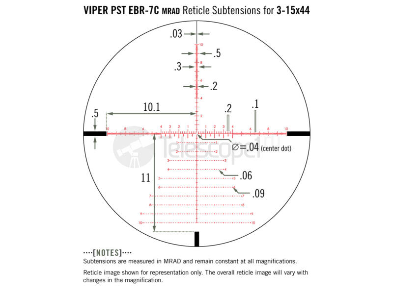 Vortex Viper PST Gen II 3-15x44 FFP, EBR-7C (PST-3159)