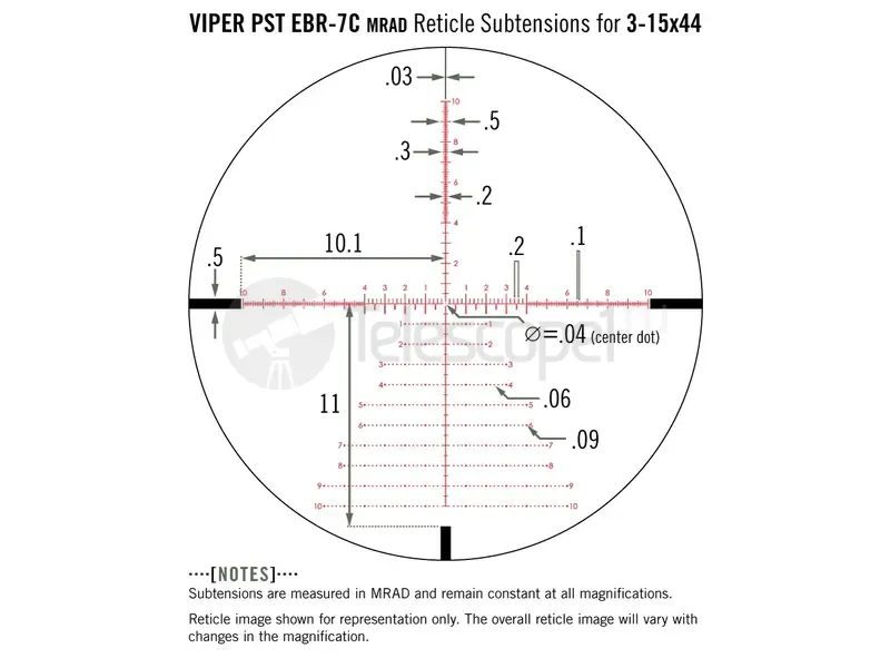 Оптический прицел Vortex Viper PST Gen II 3-15x44 FFP, EBR-7C (PST-3159)