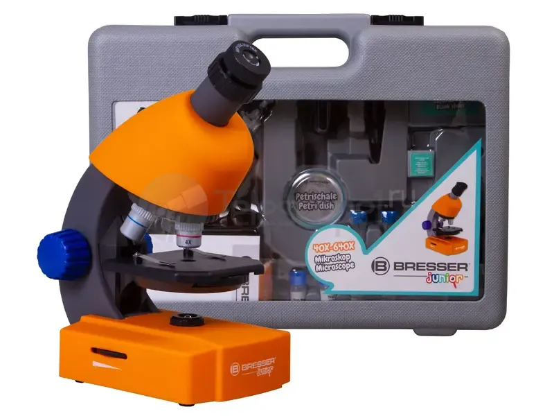 Микроскоп Bresser Junior 40x-640x с набором для опытов, в кейсе