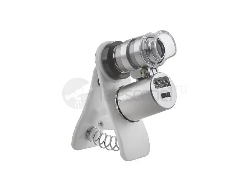 Микроскоп Kromatech 60x мини, с креплением для смартфона, подсветкой (2 LED) и ультрафиолетом (9882-W)